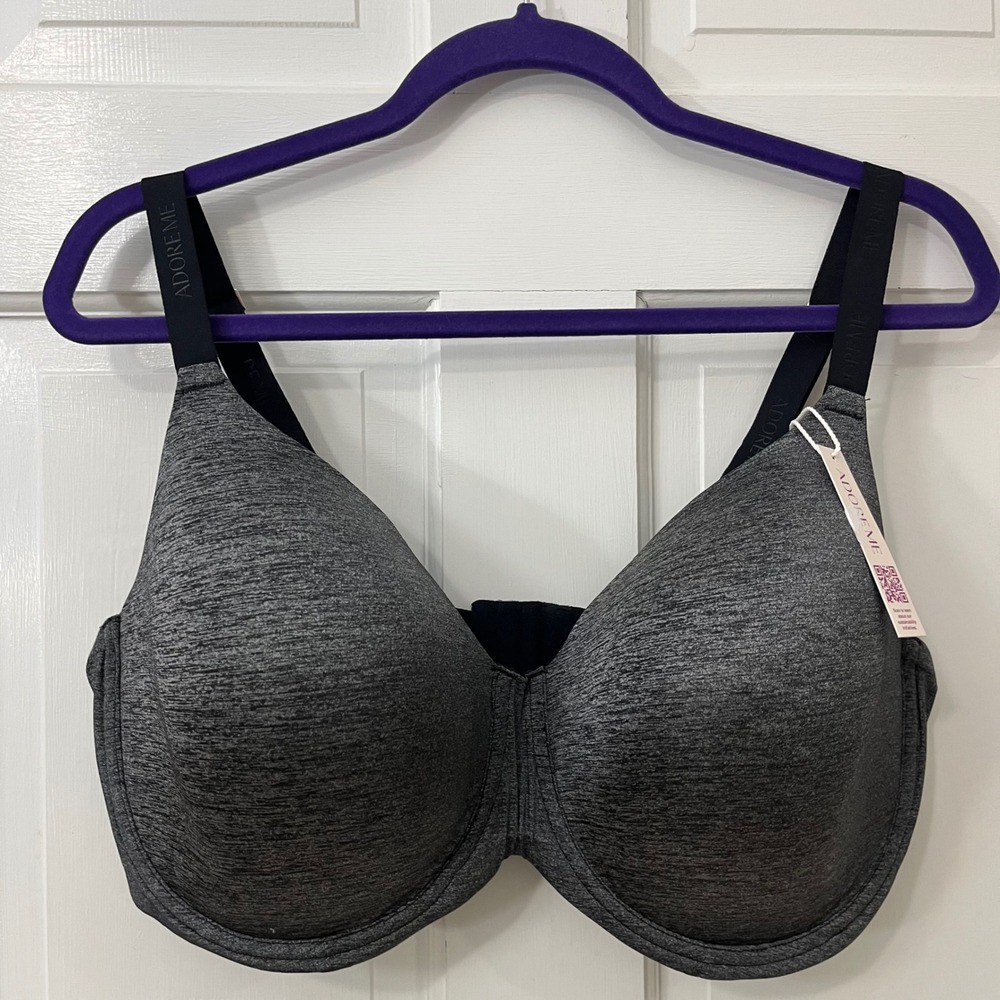 Adore Me Adoreme T-Shirt Bra 42DDD Gray Heather Demi Underwire Contour